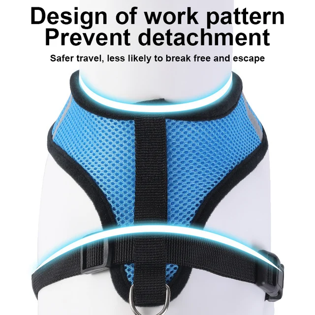 Cat Small Dog Breathable Mesh Harness And Leash Kitten Cats Harnesses Little Dog Puppy Harness For French Bulldog Chihuahua Pug 5