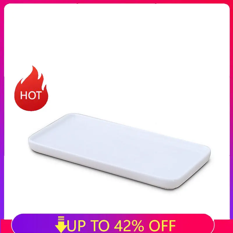 1Pcs Creative Bathroom Toothbrush Ceramic Base White Porcelain Trays Rectangle Holder Stand Sanitary Storage Bathroom Accessories