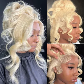 13x4 13x6 360 HD Transparent 613 Lace Frontal Wig Honey Blonde Color Brazilian Raw Body Wave Lace Front Human Hair Wig For Women 1