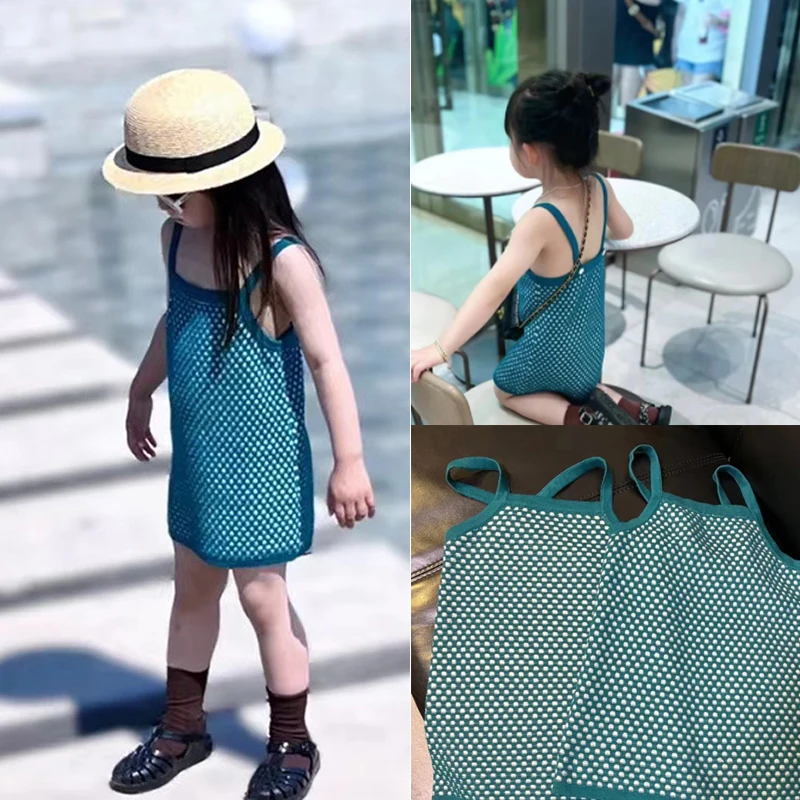 

Kids Dress 2023 New Summer Brand Design Girls Cute Knit Sleevless Sundress for Toddler Baby Cotton Outwear Clothes