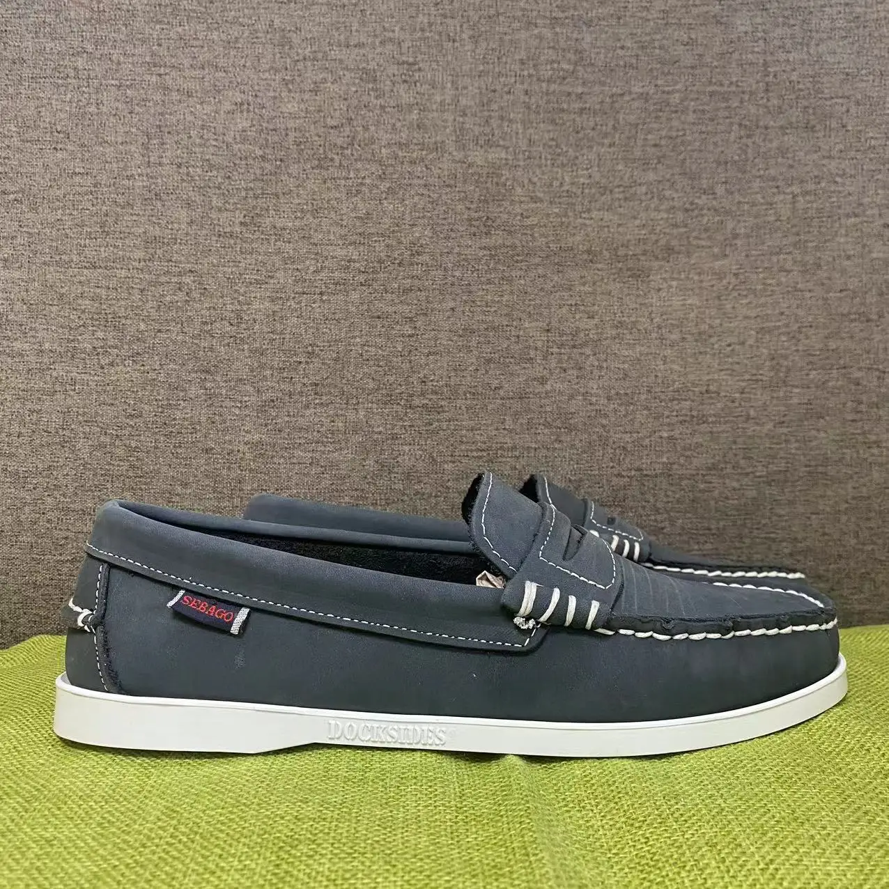 Men Suede Leather Homme Authentic Sebago Docksides Shoes - Premium Leather Moc Toe Lace Up Boat Shoes 136A