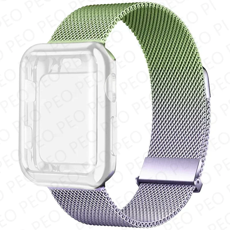 Sleek Metal Magnetic Loop Watch Band with Protective Case
