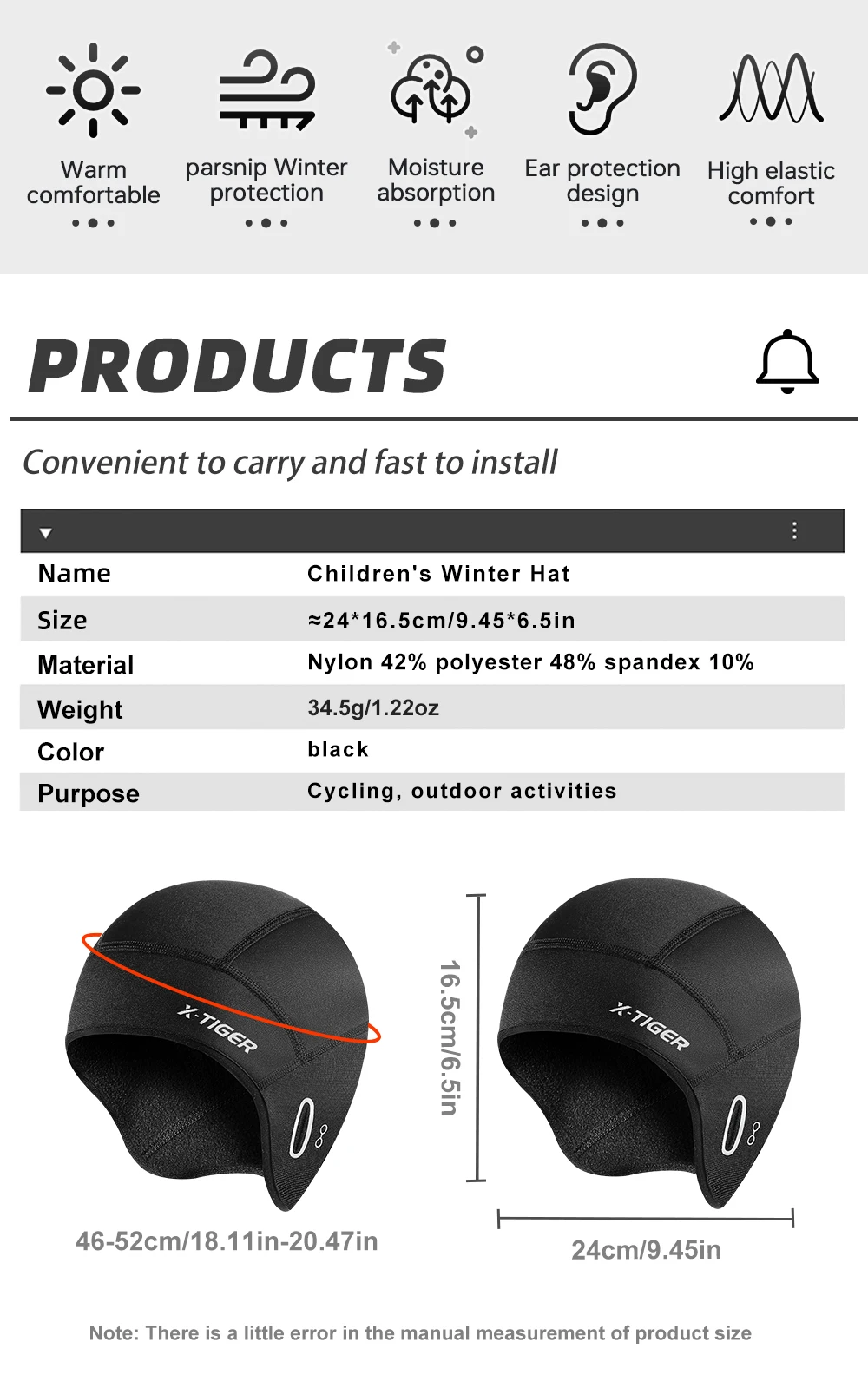 X-TIGER Children's Cycling Cap Winter Wool Warm Windproof Headscarf Bicycle Ski Motorcycle Headwear 3