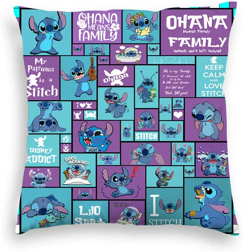 Cushion Cover Anime Disney Stitch Cushion Cover Kawaii Lilo & Stitch Printed Pillowcase Cartoon Frozen Elsa Cushion Cover 45x45cm cushion cover,pillow case cover,baby pillow cover