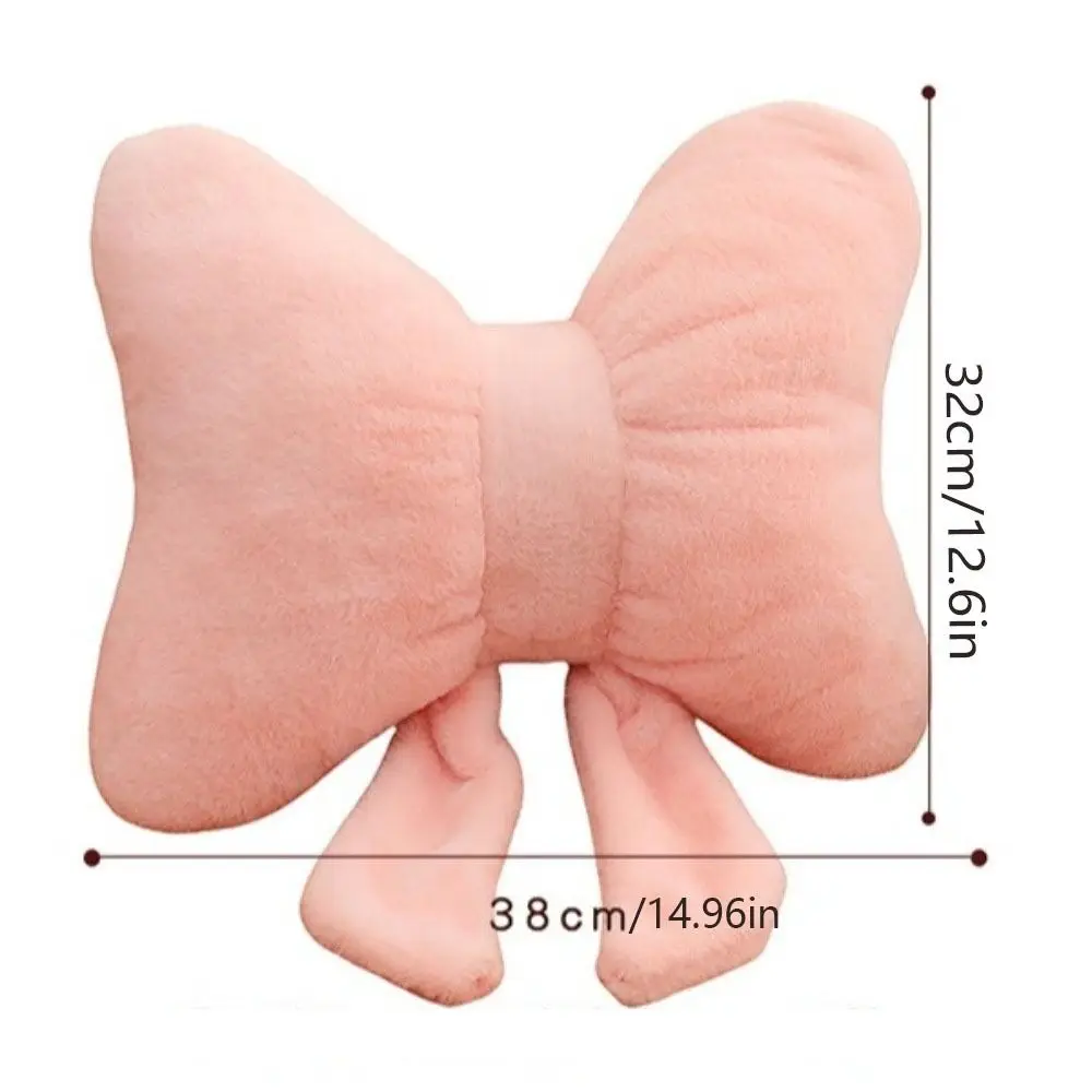 Creative Plush Bow Pillow Waist Support Cute Bowknot Waist Pillows Solid Color Stuffed Bow Throw Pillows Sofa