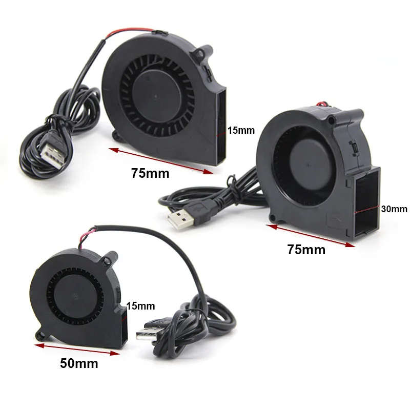 듀얼 40mm 50mm 60mm 80mm 90mm 120mm DC 5V 전원 공급 USB 블로워 팬, AV 리시버 DVR 냉각용 2 in 1 USB 케이블 포함