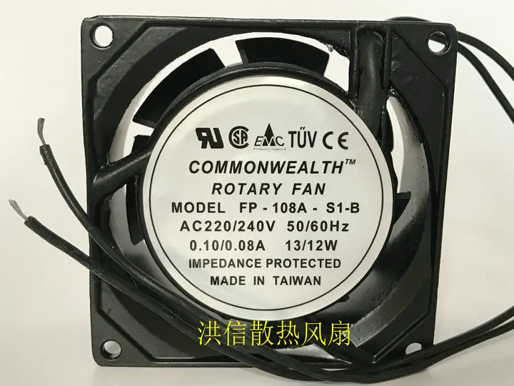 

FP-108A-S1-B AC 220V 240V 0.10-0.08A 80x80x38mm 2-Wire Server Cooling Fan