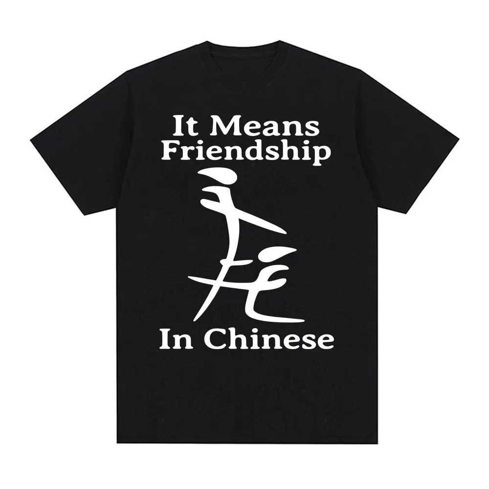 �It Means Friendship in Chinese“ lustiges Meme-T-Shirt, Unisex, modischer Humor, übergroßes T-Shirt für Herren, lässig, O-Ausschnitt, kurzärmelig