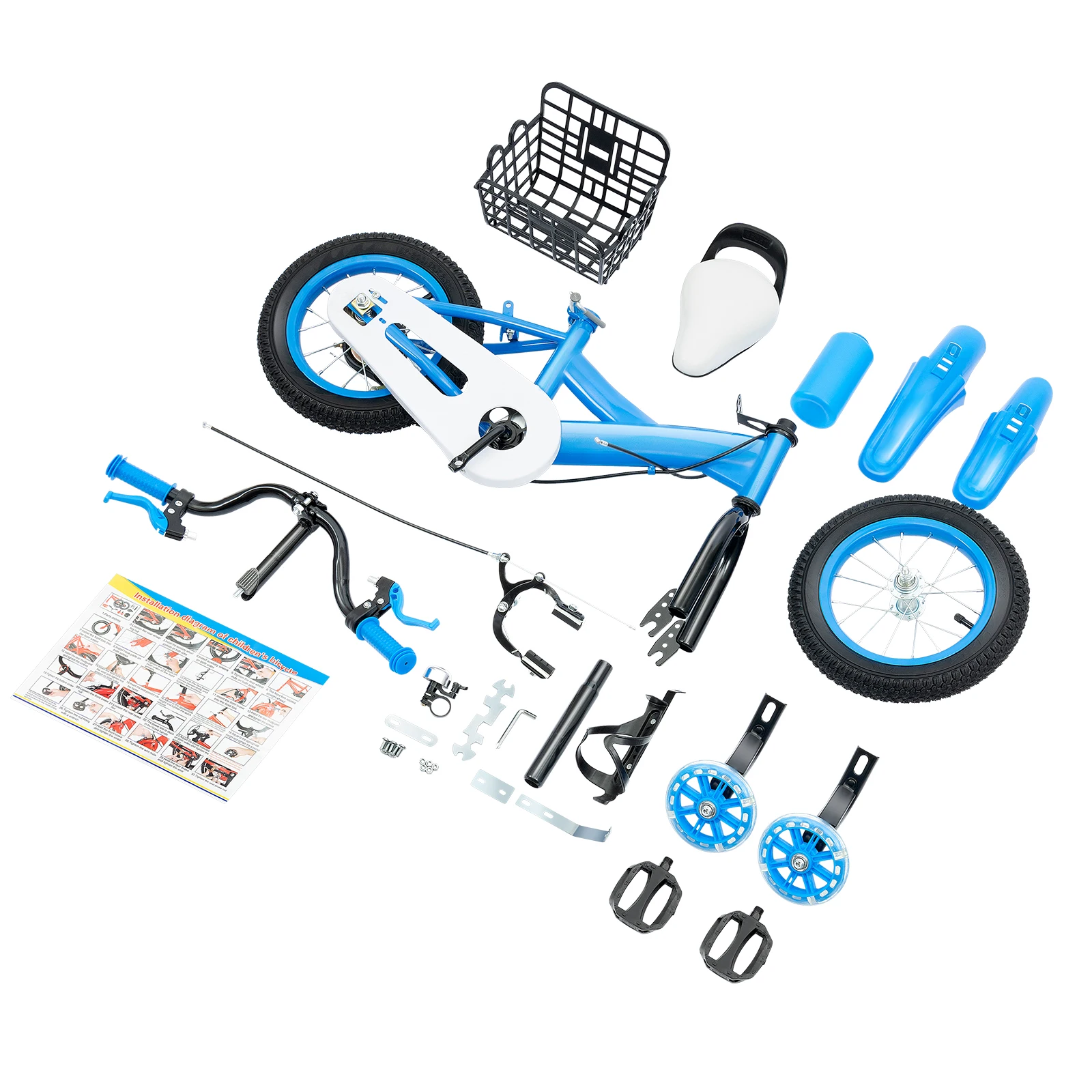 12" Kinderfahrrad mit verstellbarem Sitz Kinderfahrrad, Mountainbike-Trainingsräder Anti-Rutsch-Pedale Blau/Gelb/Rot – Detail 3