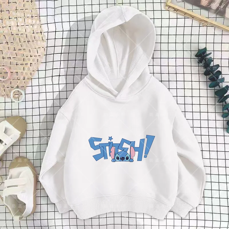 Disney Classic Anime Lilo & Stitch Fall/Winter Hoodies New Needle Hoodies Cartoon Boys Girls Kids Hoodies Children's tops