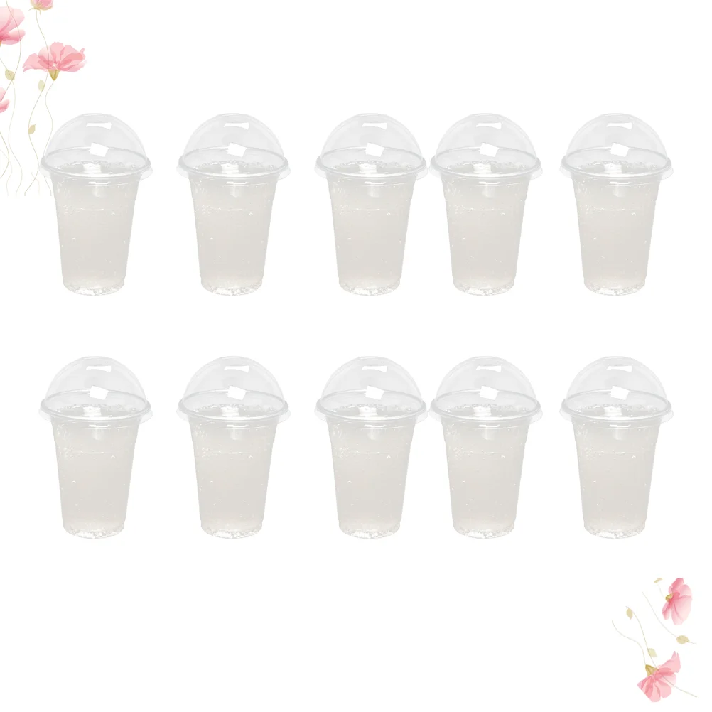 50/100Pcs 360ml/380ml/500ml Disposable Clear Coffee Cups Disposables Disposable With Lids with a Hole Dome Lids for Tea Fruit