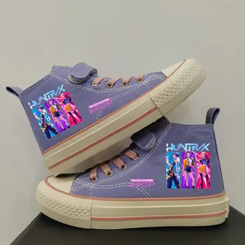 New Kpop Demon Hunter Children's Canvas Shoes Kids Sneakers Boys Girls Fashion Canvas Shoe Cartoon Print Breathable Casual Shoes