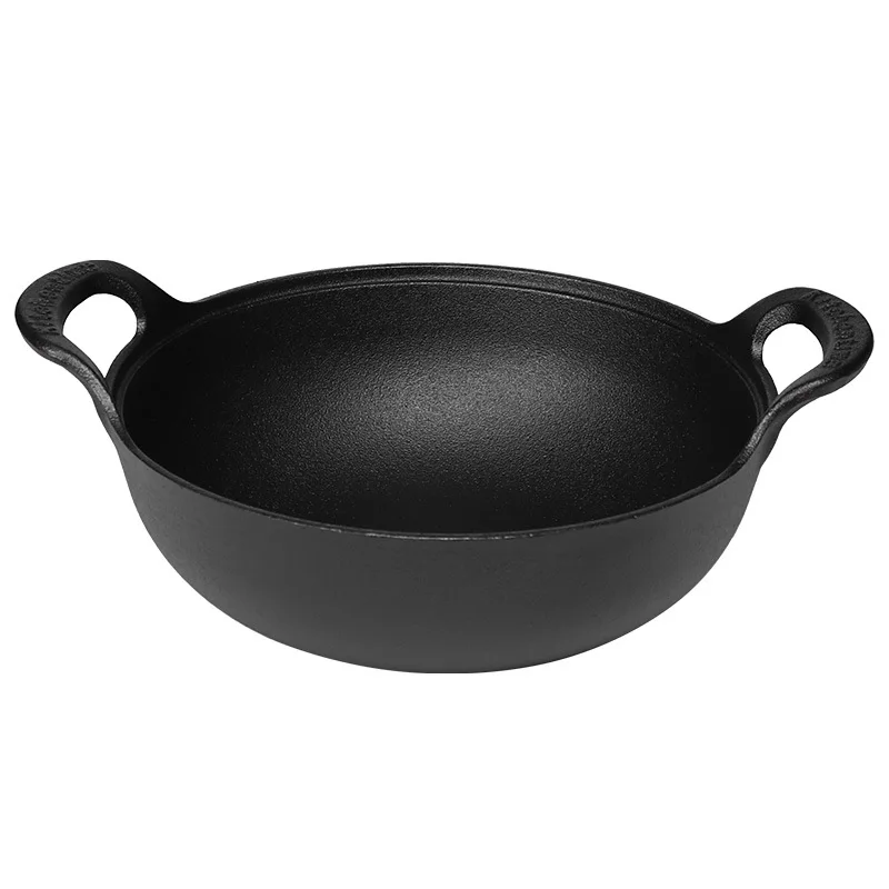 Cast Iron Stew Pot, Deep Soup Pot, Non Stick Household Flat Bottomed Induction Cooker, Gas Universal Double Ear Frying Pan