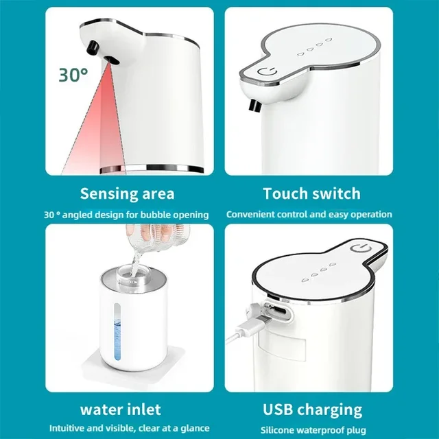 Automatic Touchless Foaming Soap Dispenser – 380ml USB Rechargeable Electric Soap Dispenser with 4 Adjustable Foam Levels 5