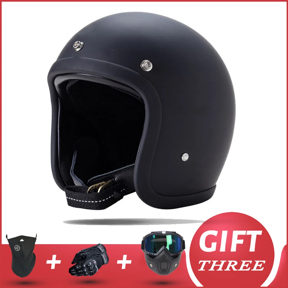 

Low Profile Matte Motorcycle Helmet TT&COCasco Fiberglass 3/4 Jet Helmet Free Gifts Cafe Racer Motorbike Scooter Casque Capacete