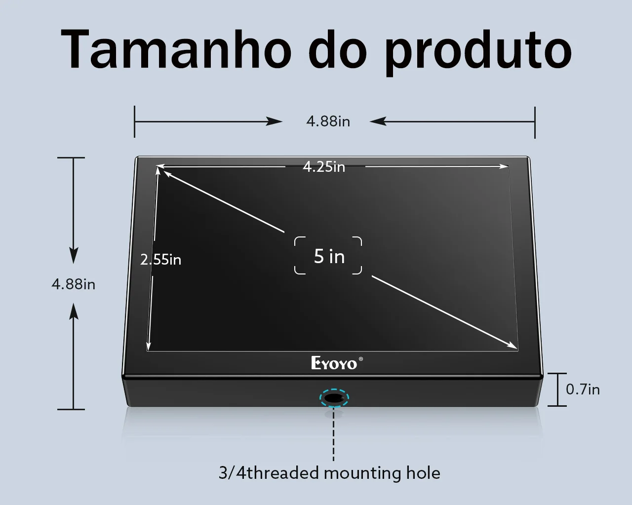 pequeno portátil display 800x480 resolução vista traseira