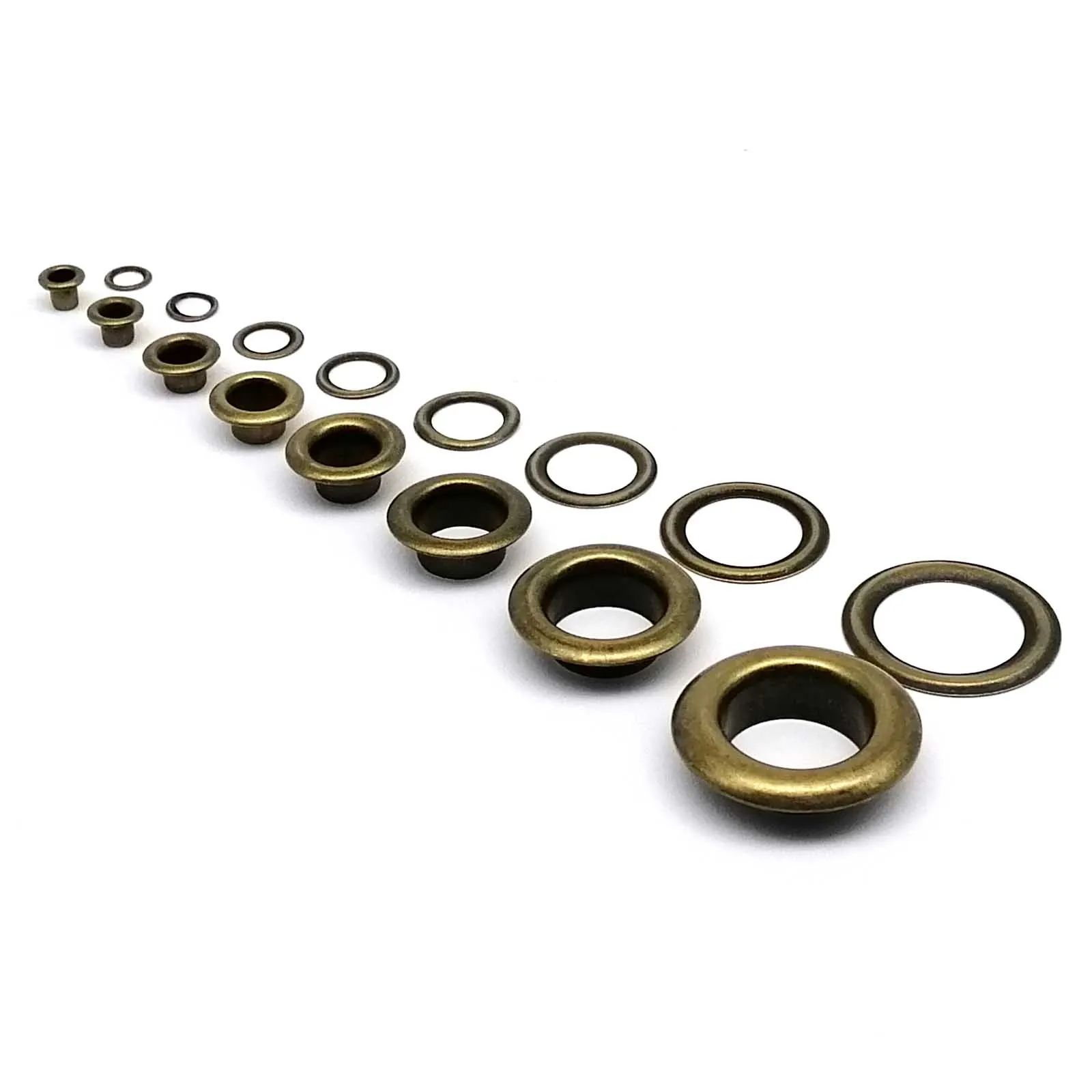 100sets 2.5mm to 12mm Antique Brass Bronze Eyelet With Washer Grommet Ring Air Hole Rivet For Leather Bag Shoes Belt Cap Clothes eyelet grommet ring eyelet grommet ring kit grommet eyelet kit metal eyelet buttons