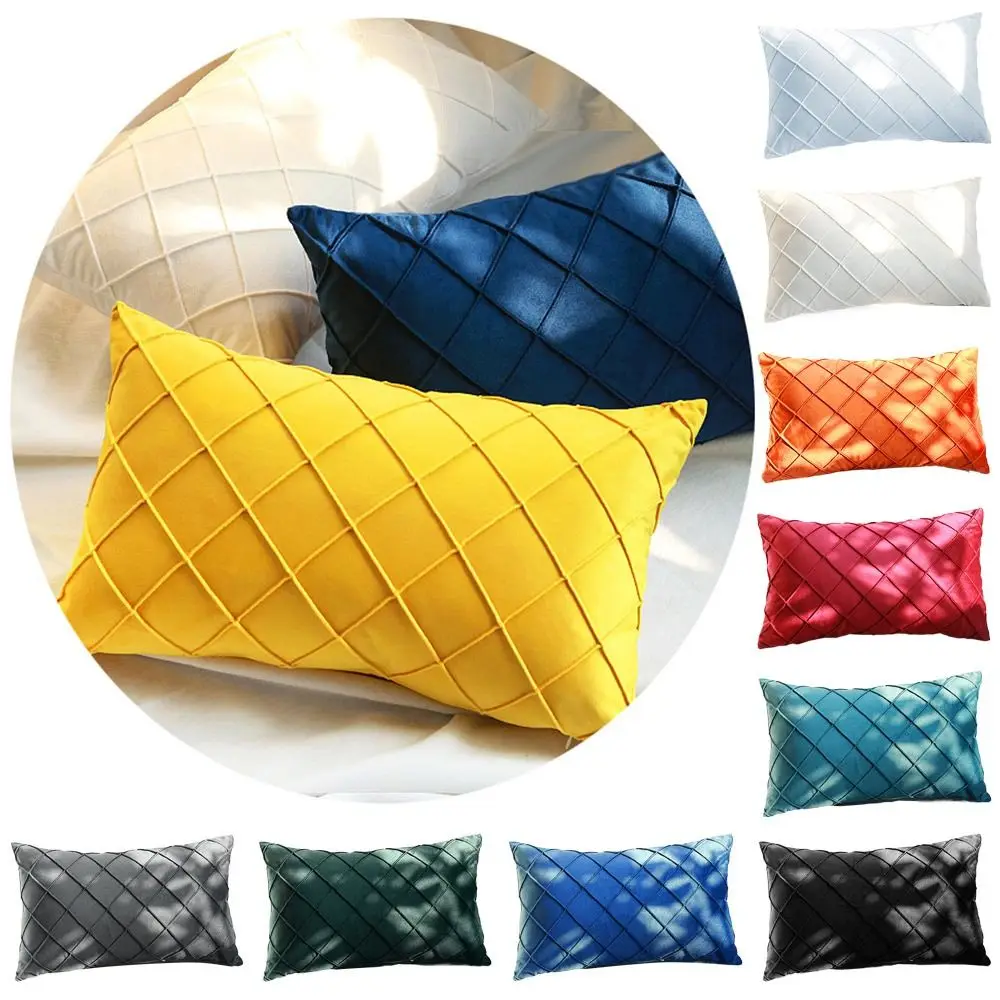 

Soft Rhombic Plaid Modern Sofa Suede Throw Pillowcase Velvet Pillowslip Rectangle Pillow Case Cushion Cover