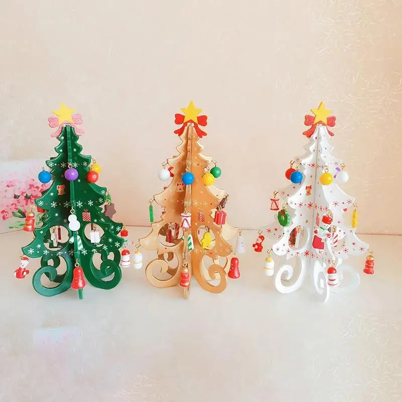 Christmas Tree Ornaments Christmas Tree Children's Handmade DIY Stereo Wooden Scene Layout Decorations Ornaments