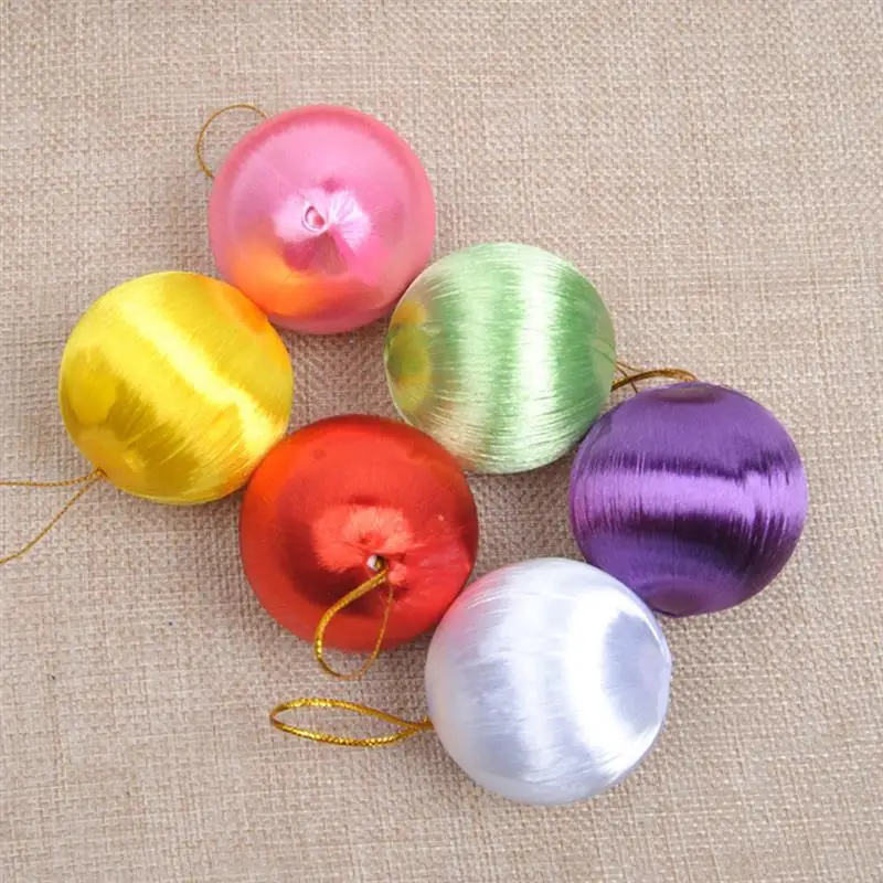 30Pcs 4cm Silk Thread Balls Christmas Pendant Colorful Christmas Hanging Pendant Tree Hanging Balls Random