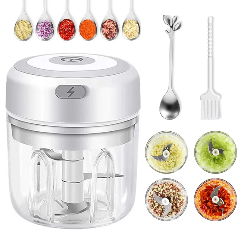 Compact Wireless Electric Vegetable Chopper - 250ML Mini Garlic & Herb Mincer