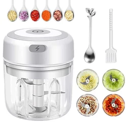 Compact Wireless Electric Vegetable Chopper - 250ML Mini Garlic & Herb Mincer (250ML White Kit)