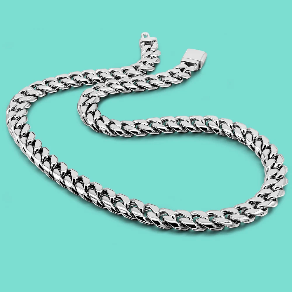 

12MM Cuban Chain 925 Sterling Silver Necklace Hip Hop for Men on The Neck Fashion Jewelry Accessories Choker Valentine's Day