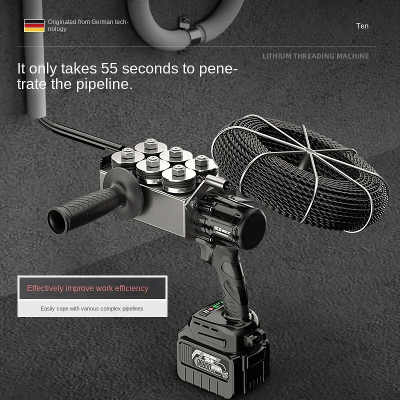 Lithium Automatic Wire Drawing Machine Cordless Automatic Threading Achine Special Threading Electric Tool For Water Electrician