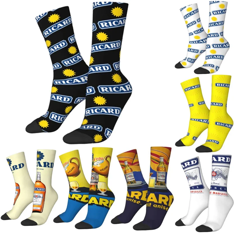 

Casual Ricard Merch Socks Accessories Marseille France Ricard Aperitif Anise Socks Non-slip Suprise Gift for Women Men