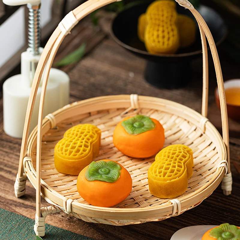 Plastic Mooncake Mold Cookie Cutter Peanut Persimmon Stamp Hand Press Chocolate Moon Cake Mould DIY Bakeware Mid-autum