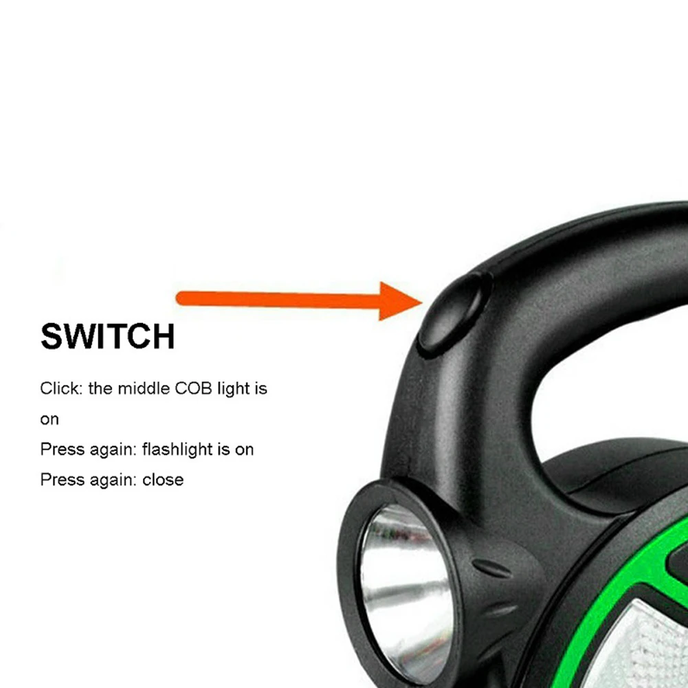 Green ABS LED COB Flashlight for Camping Emergency