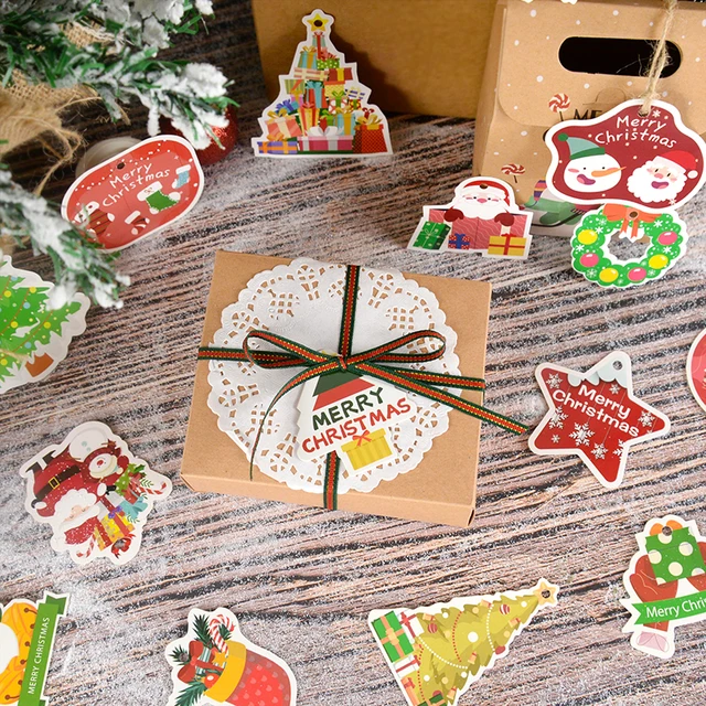 1 Set Christmas Tags with String Santa Claus Xmas Tree Gift Packaging  Hanging Tags for Noel Navidad Gift Wrapping Paper Labels - AliExpress