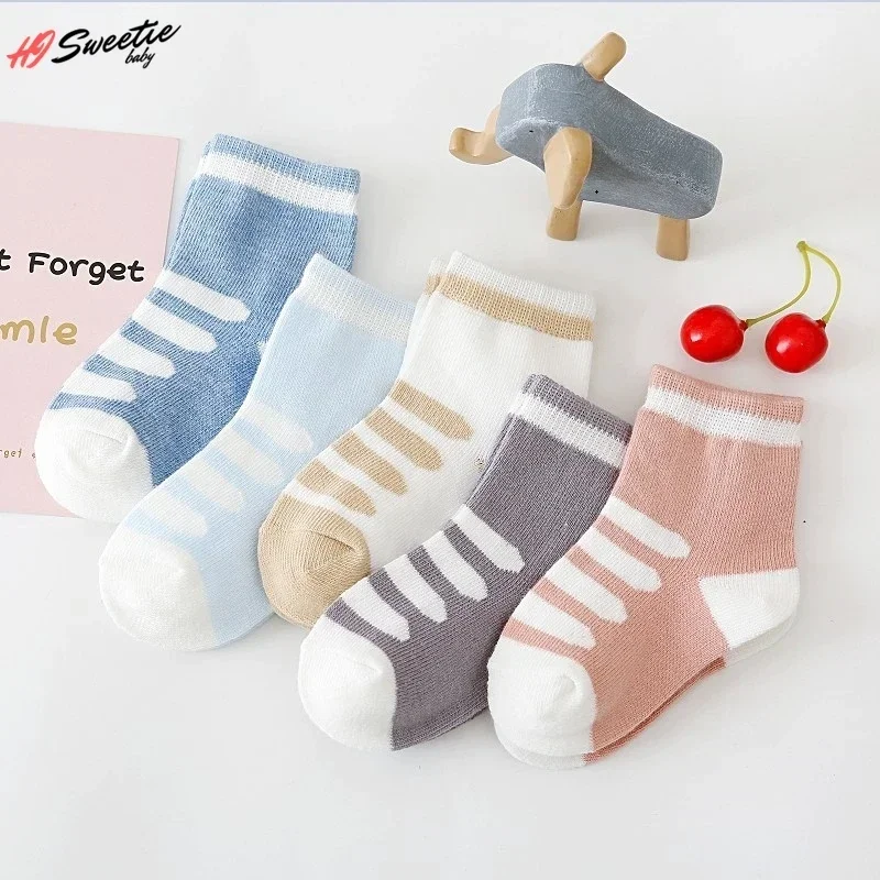 5Pairs Baby Socks Newborn Baby Boy Socks 0-1-3-7Y Kids Pure Cotton Animal Design Fadeless Soft Children's Socks for Girls 3