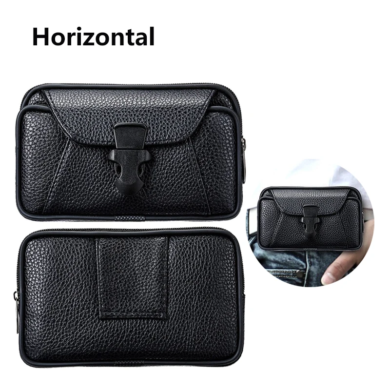 Premium Genuine Leather Waist Pouch Holster Bag and Belt Wallet Case