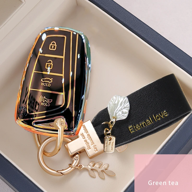 For Hyundai Grandeur HG Sedan Genesis G80 Santa Fe 3DM Grand SantaFe 2018 IX45 EQUUS Azera TPU Remote Key Case Cover Holder Fob