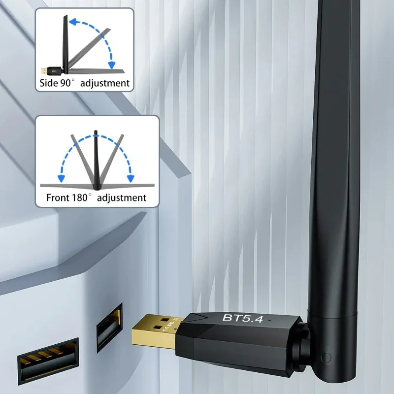 HiFi 음질 블루투스 5.4 USB 동글 어댑터 150M 범위 Windows 8.1 10 11 PC 노트북 데스크탑 액세서리 일상 사용