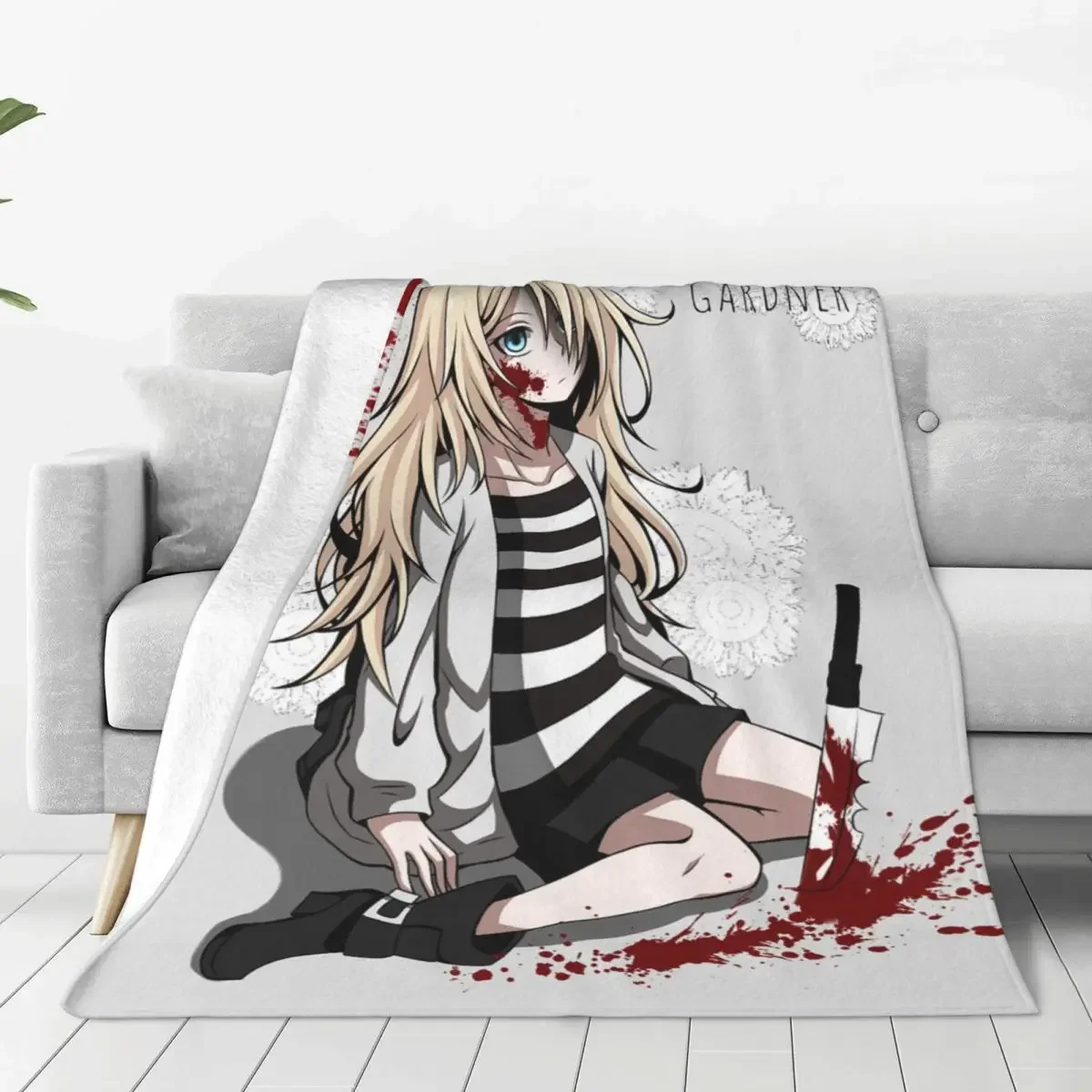 

Satsuriku No Tenshi Gardner Rachel Flannel Throw Blankets Angels of Death Anime Blanket for Sofa Car Lightweight Bedroom Quilt