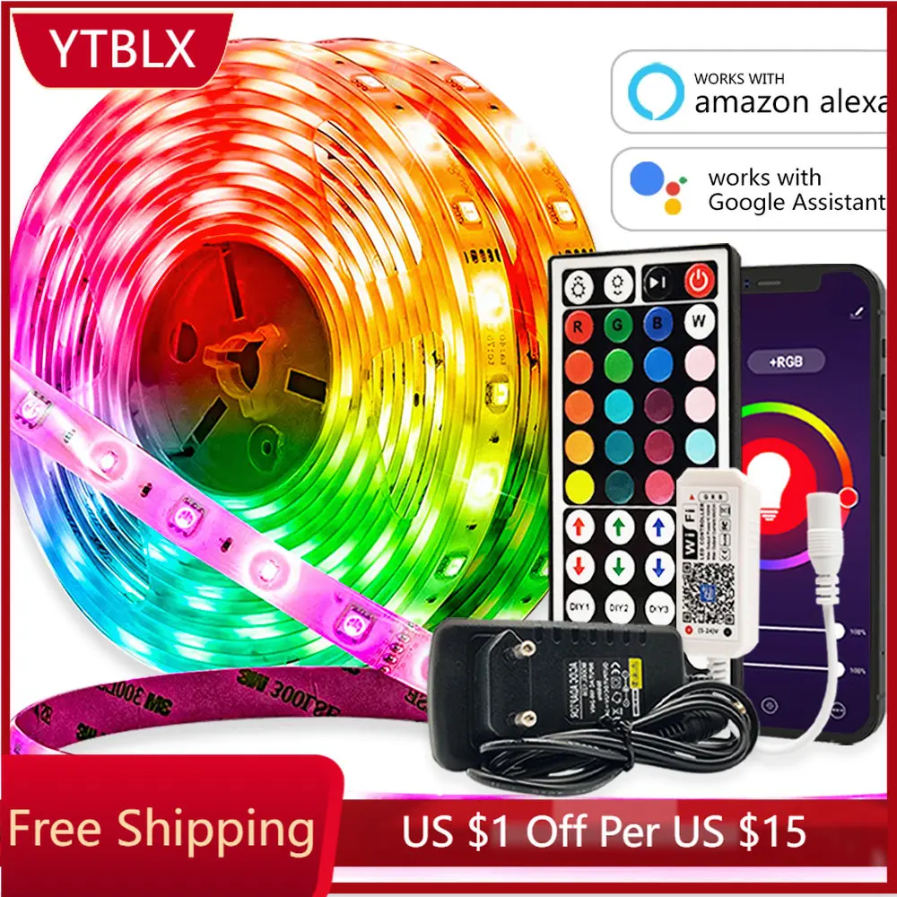 

Светодиодная лента RGB 5050, 5-30 м, с поддержкой Alexa и Bluetooth