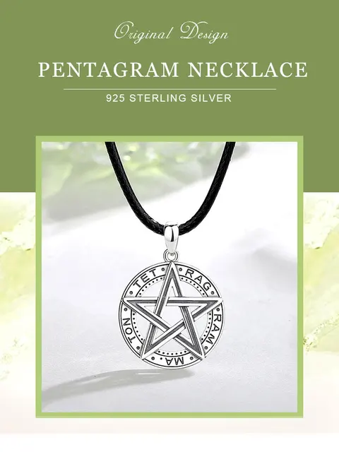 Sterling Silver Whitby Jet Large Pentagram Necklace