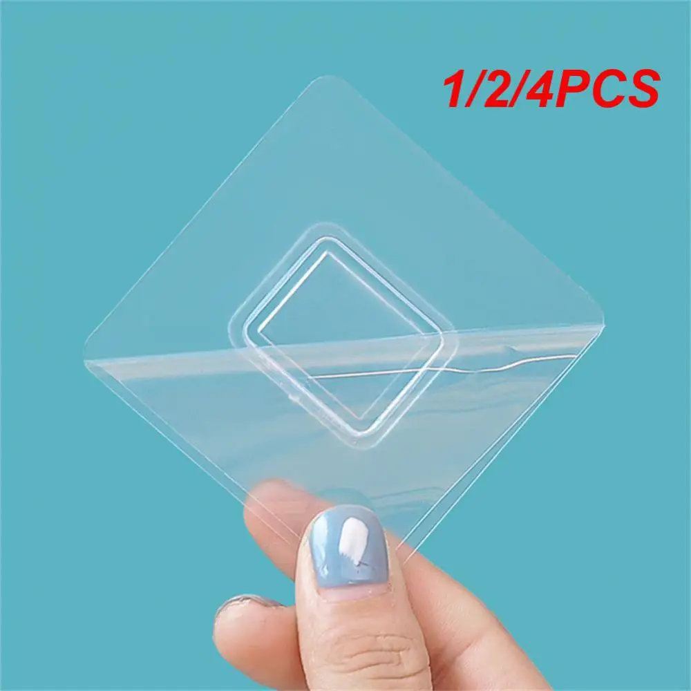 

1/2/4PCS Reusable Self Adhesive Double-sided Hook 15kg Strong Suction Cup Buckle Hook Punch-free Super Waterproof Wall Hooks