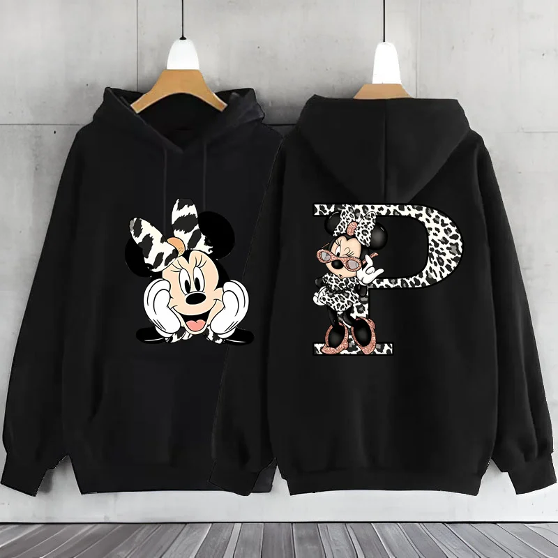 thumbnail image 1 of Sudadera con capucha para mujer, ropa con estampado de leopardo, Minnie Mouse, A-Z, 26 letras en inglés, Y2k, 1 of 5