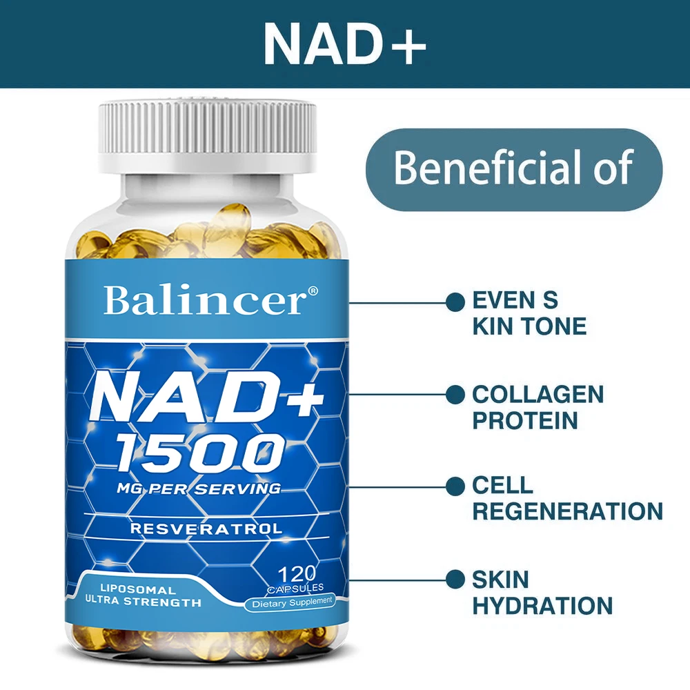 NAD+ Resveratrol Supplements - Supports Cell Health, Brightens Skin, Improves Energy, Antioxidant,120 Capsules