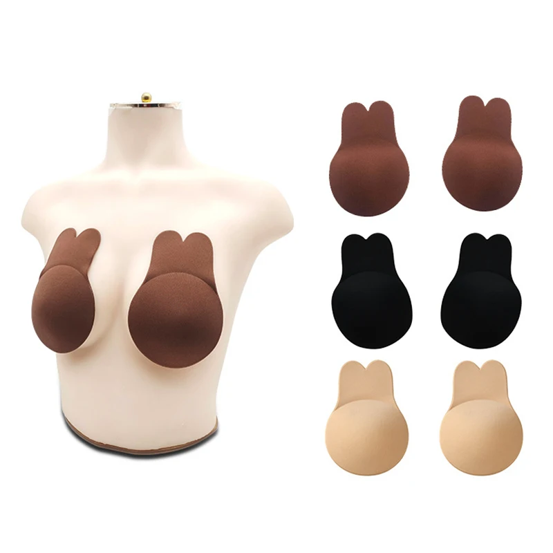 

Invisible Silicone Adhesive Breast Patches Strapless Backless Lift Silicone Breast Patch Reusable Rabbit Ear Bra Chest Patch