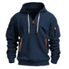 New Warm and Unique Solid Color Pocket Autumn/Winter Zipper Coat  Autumn Sweater Hat Men's Clothing Women's Hooded Zipper Top 4