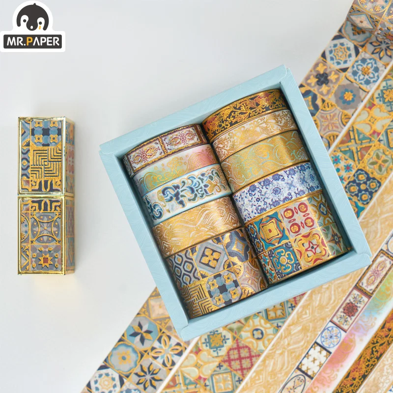 Mr Paper 8 Design 10 Rolled In Tape Gift Box Washi Tape Scrapbook DIY Decoration Creative Masking Tape Art Supplies Gift