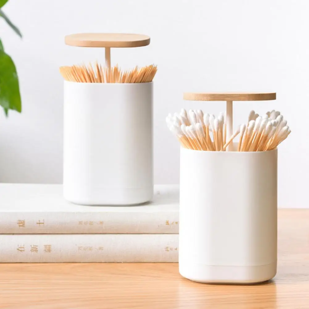 Portable Toothpick Holder Simple Desktop Pocket Toothpick Dispenser Bucket  Home Table Decoration Toothpick Box with Bamboo Lid