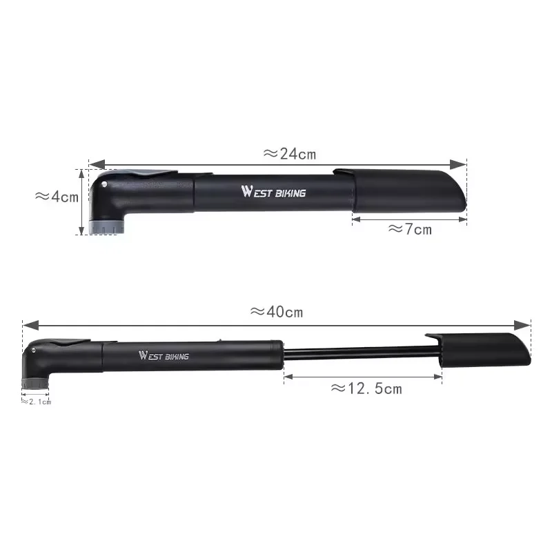 Description Picture 2 of itemWEST BIKING Portable Bicycle Pump Schrader/Presta Valve Universal Air Pump MTB Road Bike Tire Hand Inflator Cycling Accessories