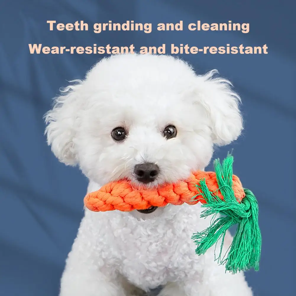 

Dog Chew Toy Chew-resistant Carrot Shape Dog Toy for Teeth Molar Play Durable Cotton Rope Tug Toy for Dogs Puppies Pet for Play