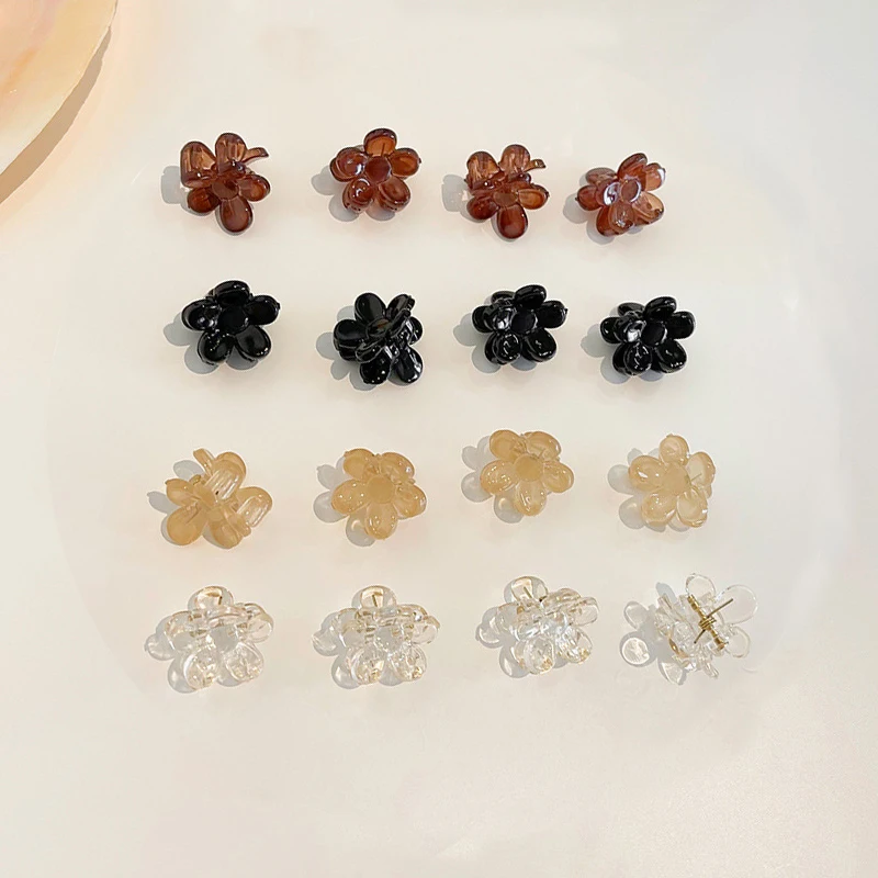 6 개/몫 작은 꽃 1.7cm 웨딩 신부 머리 발톱 여자 크리스탈 미니 헤어 클립 여..