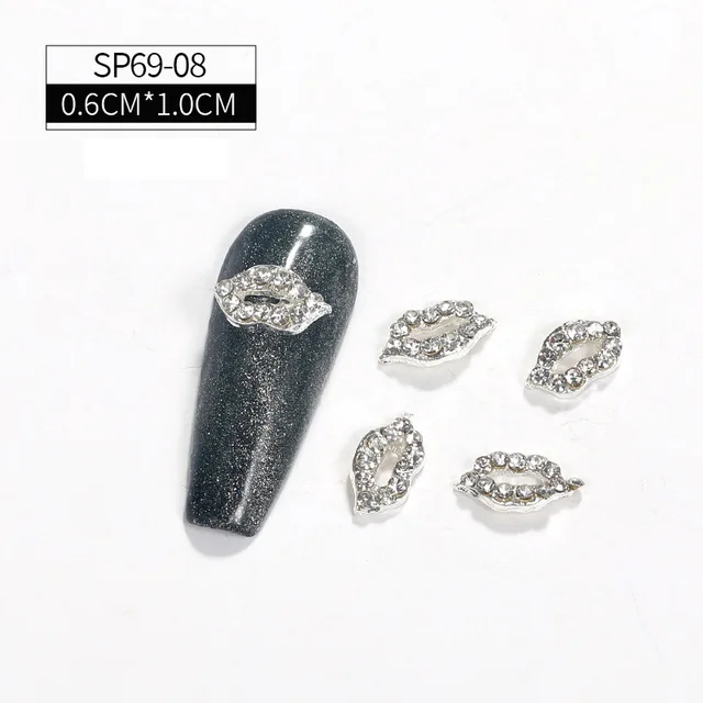 LEAMX 10 Pcs Nail Supplies 3D Charms Rhinestone Nail Art Decorations Pretty Girl Nails DIY Alloy Gemstone Nails Diamond Jewelry SP0069-08